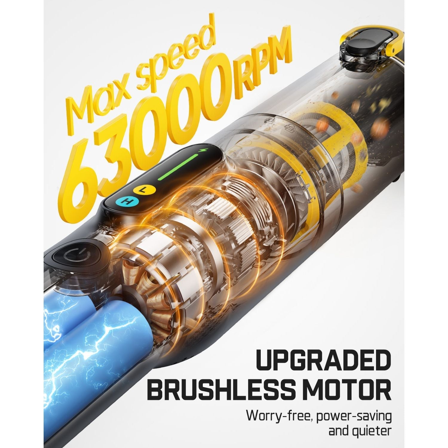 Fanttik Slim V10 Lite cordless handheld vacuum with upgraded brushless motor, 63000 RPM max speed and dual suction modes.
