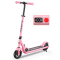 Pink FanttikRide C9 electric scooter for kids with display showing 100% battery.
