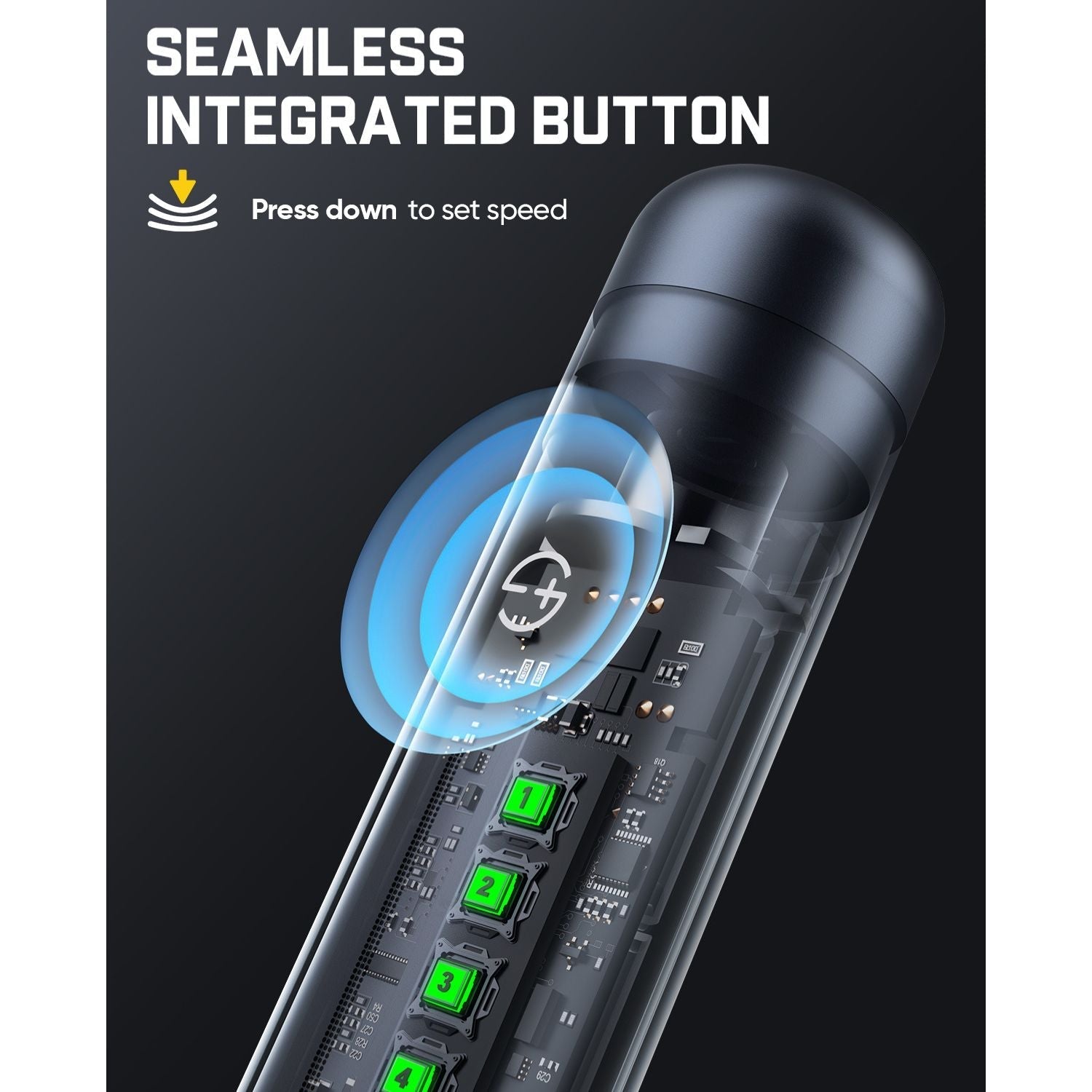 Seamless integrated button on Fanttik F2 Master Kit cordless rotary tool, press down to set speed