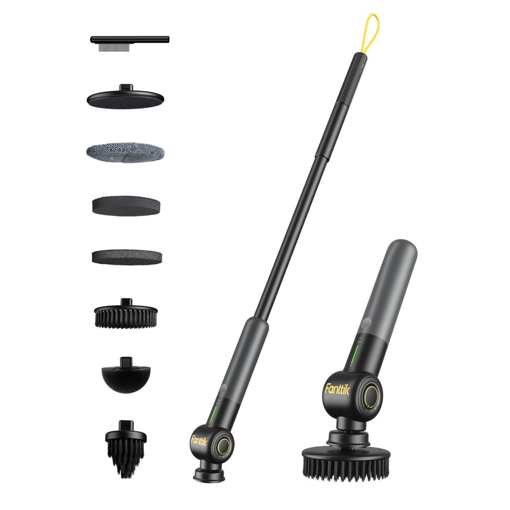 Fanttik G9 Pro Electric Scrubber, Dual-Speed (230/325 RPM) Rotary Cleaner with 6 Brush Heads, Adjustable Angle & Extendable Handle, IPX7 Waterproof, Type-C Charging for Bathroom, Tile, Grout