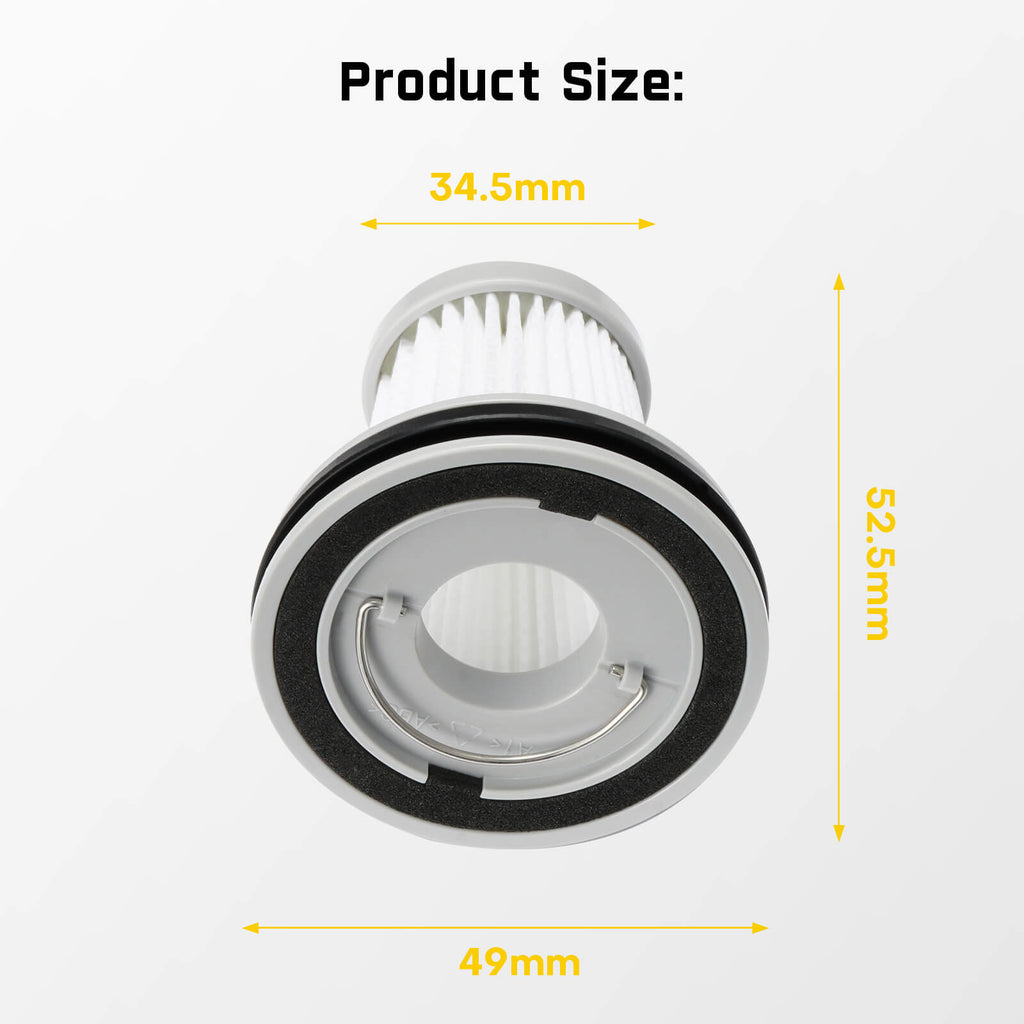 Fanttik replacement HEPA filter for V8 Mate/X10 Mix car vacuum, 34.5mm width, 52.5mm height, 49mm diameter