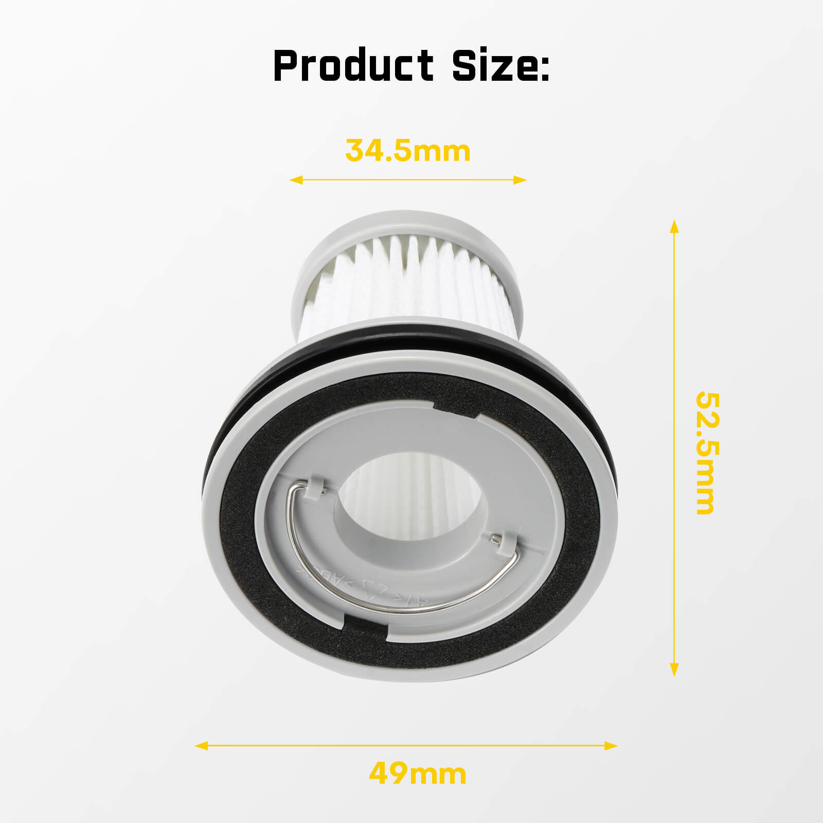 Fanttik replacement HEPA filter for V8 Mate/X10 Mix car vacuum, 34.5mm width, 52.5mm height, 49mm diameter