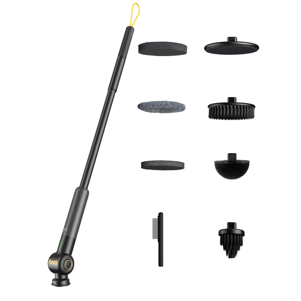 Fanttik G9 Pro electric scrubber with six interchangeable brush heads for versatile cleaning.