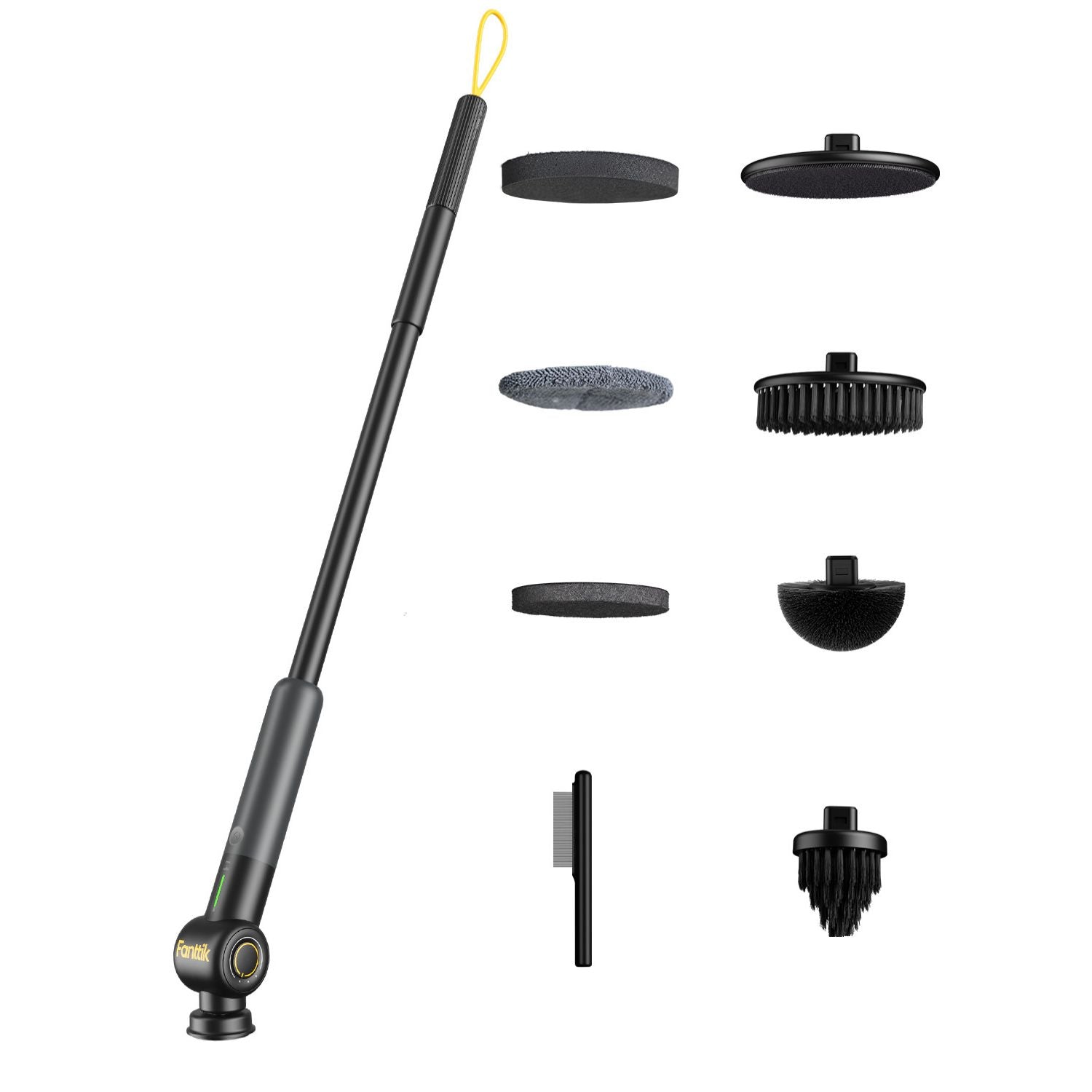 Fanttik G9 Pro electric scrubber with six interchangeable brush heads for versatile cleaning.