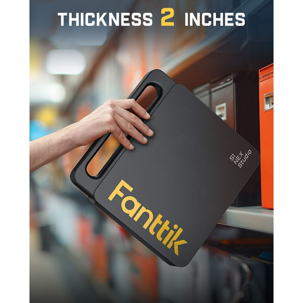 Fanttik S1 NEX Studio electric screwdriver tool kit, 2 inches thick, black case with yellow logo