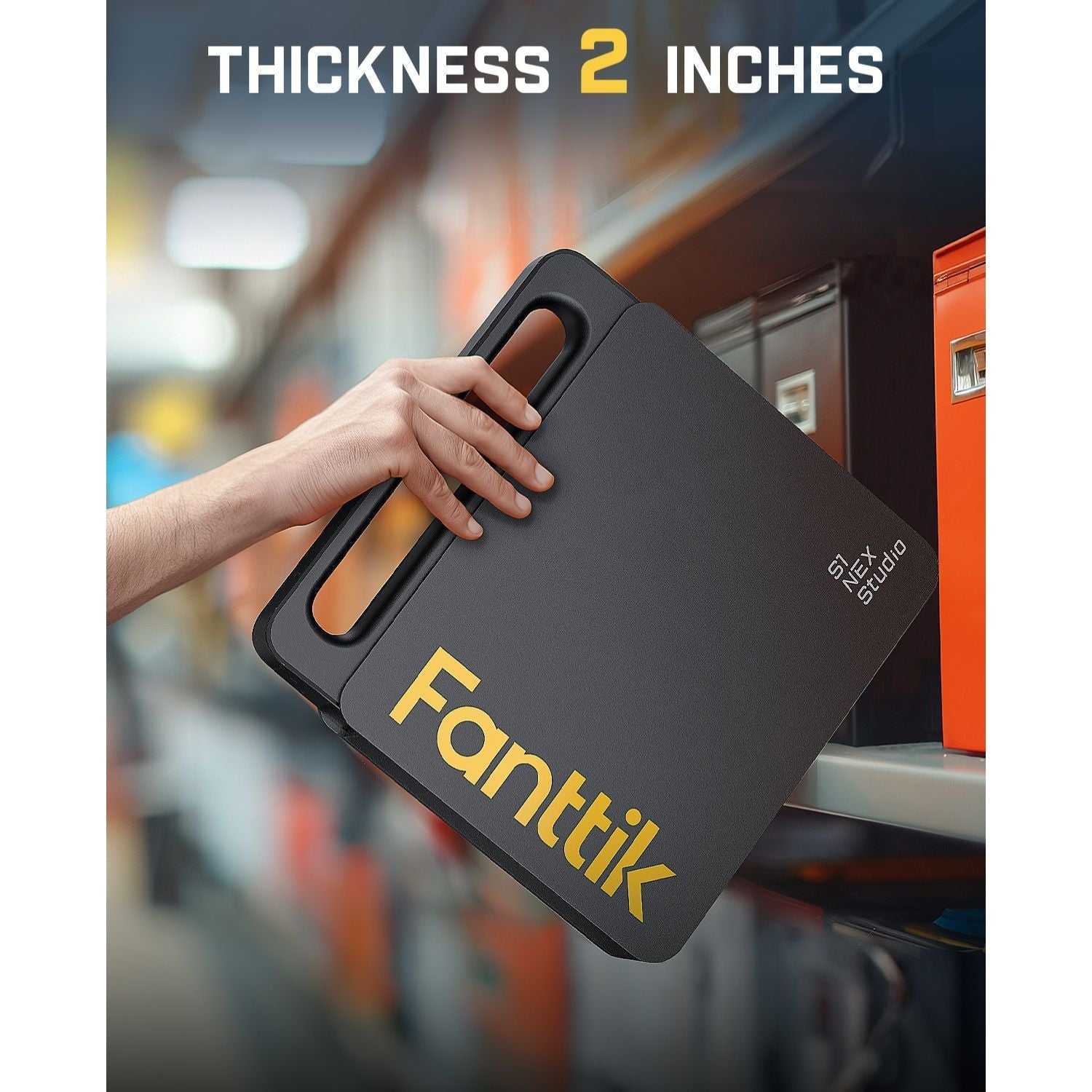 Fanttik S1 NEX Studio electric screwdriver tool kit, 2 inches thick, black case with yellow logo