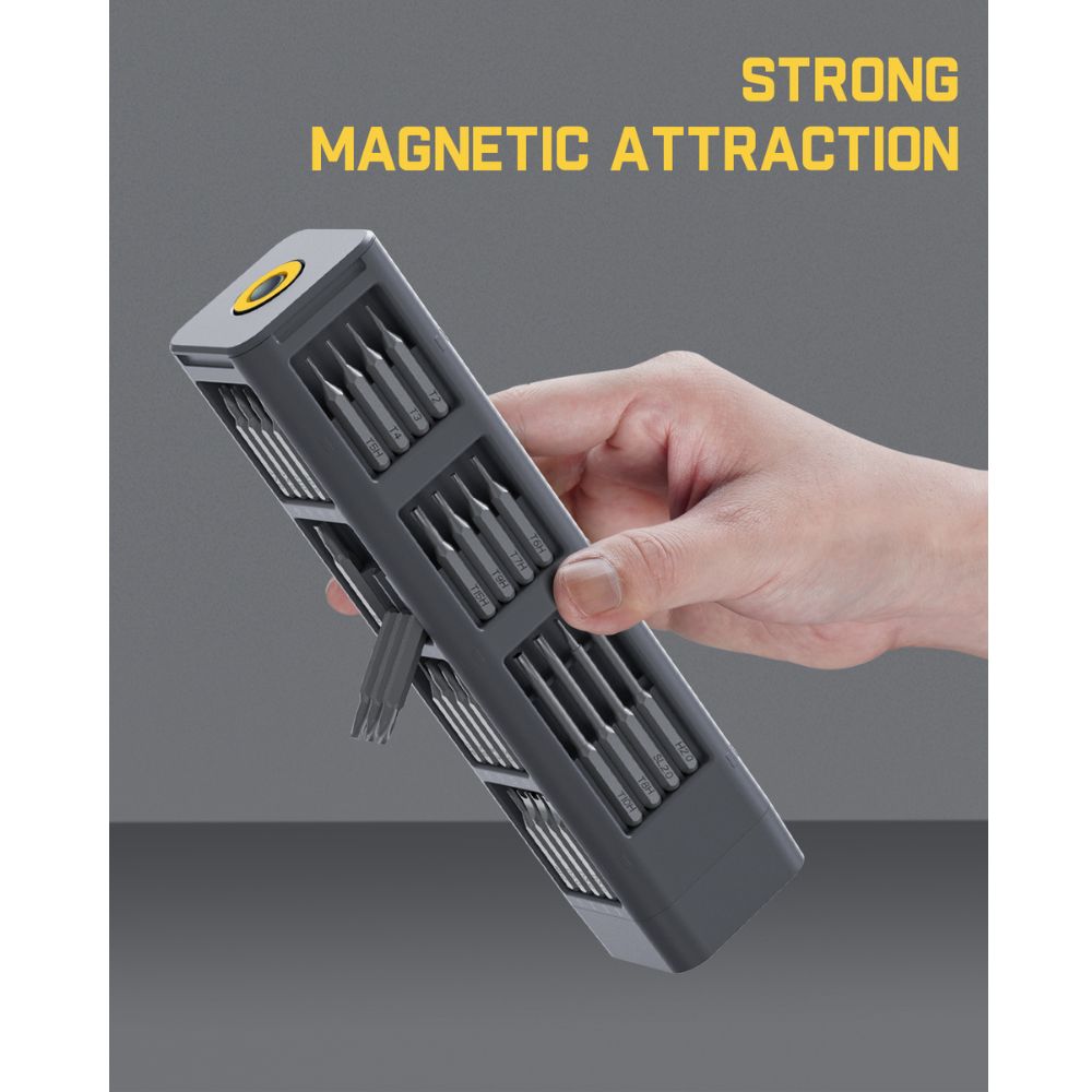 Fanttik X5 MAX precision screwdriver set with strong magnetic bit storage, gray case