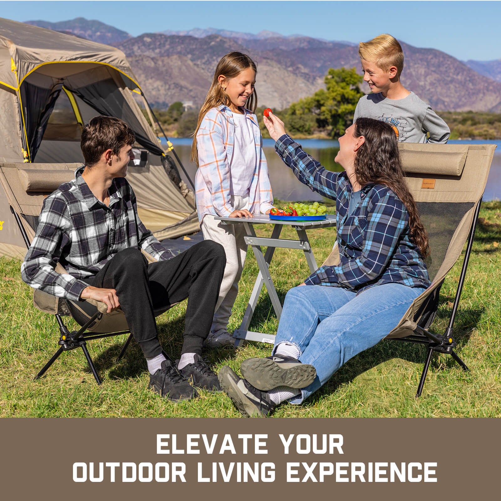 Family enjoying outdoor living experience with FanttikOutdoor Zeta L8 Max Rocker Camping Chair
