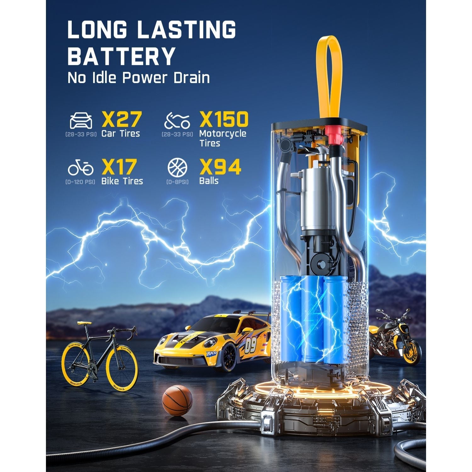 Fanttik X9 APEX tire inflator with long-lasting battery and no idle power drain