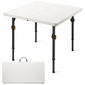 FanttikOutdoor 34" Square Folding Card Table, Two Heights Adjustable, Max Load 300 lbs, Portable Table with Lock Button, for Indoor/Outdoor, Home, Parties, Picnics, Puzzle
