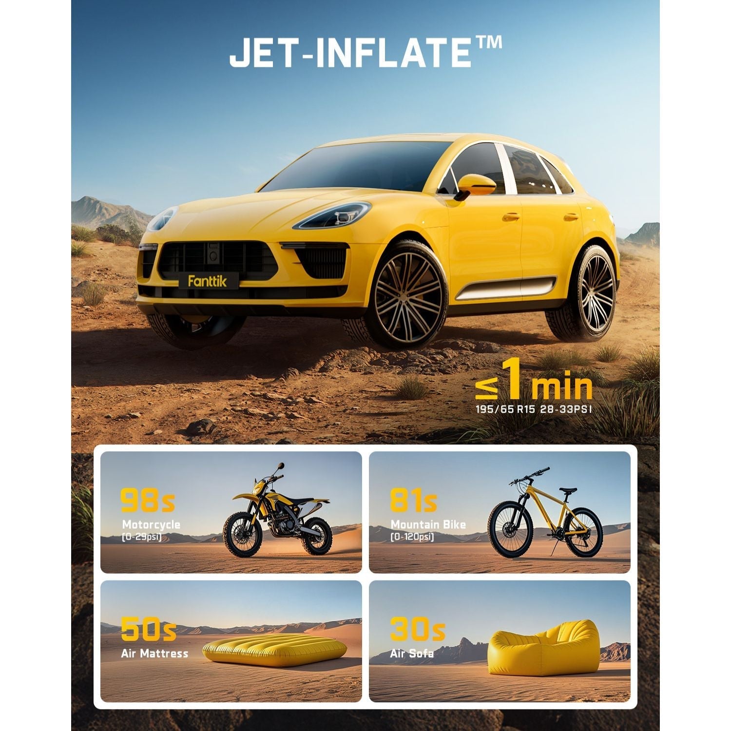 Fanttik X9 Classic tire inflator inflating motorcycle, mountain bike, air mattress, and air sofa.