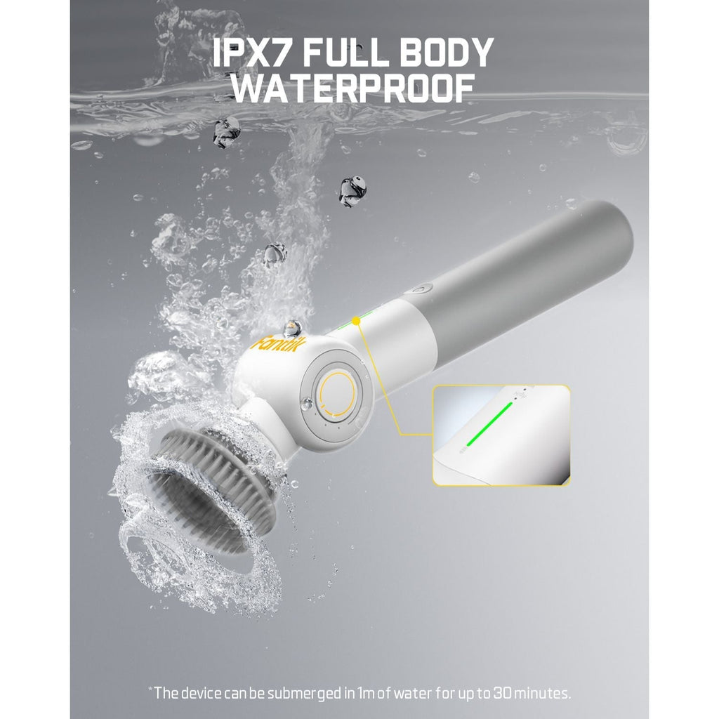 Fanttik G9 Pro electric scrubber with IPX7 full body waterproof rating submerged in water.