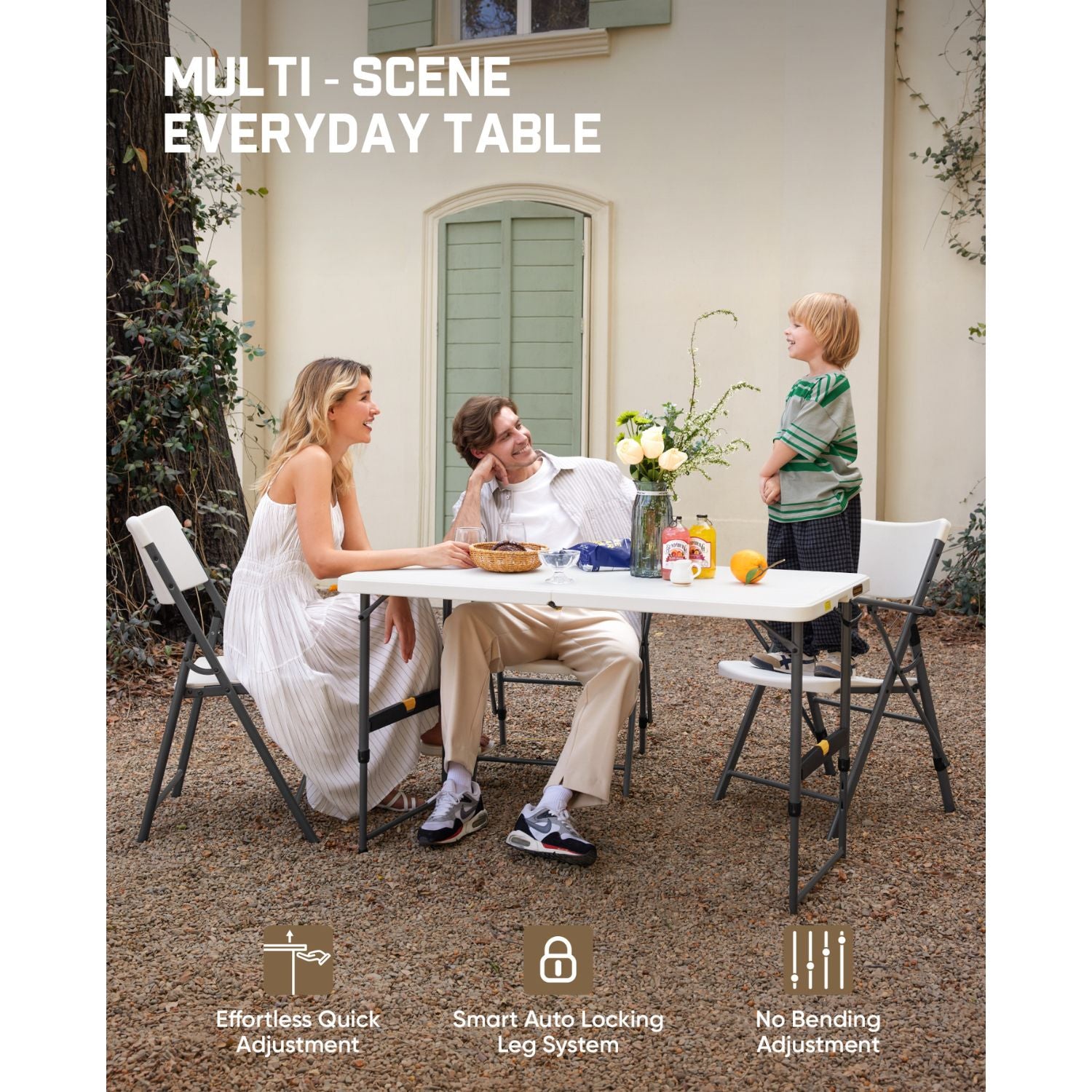 FanttikOutdoor Zeta X4 Pro 4ft folding table with quick lift and adjustable legs outdoors