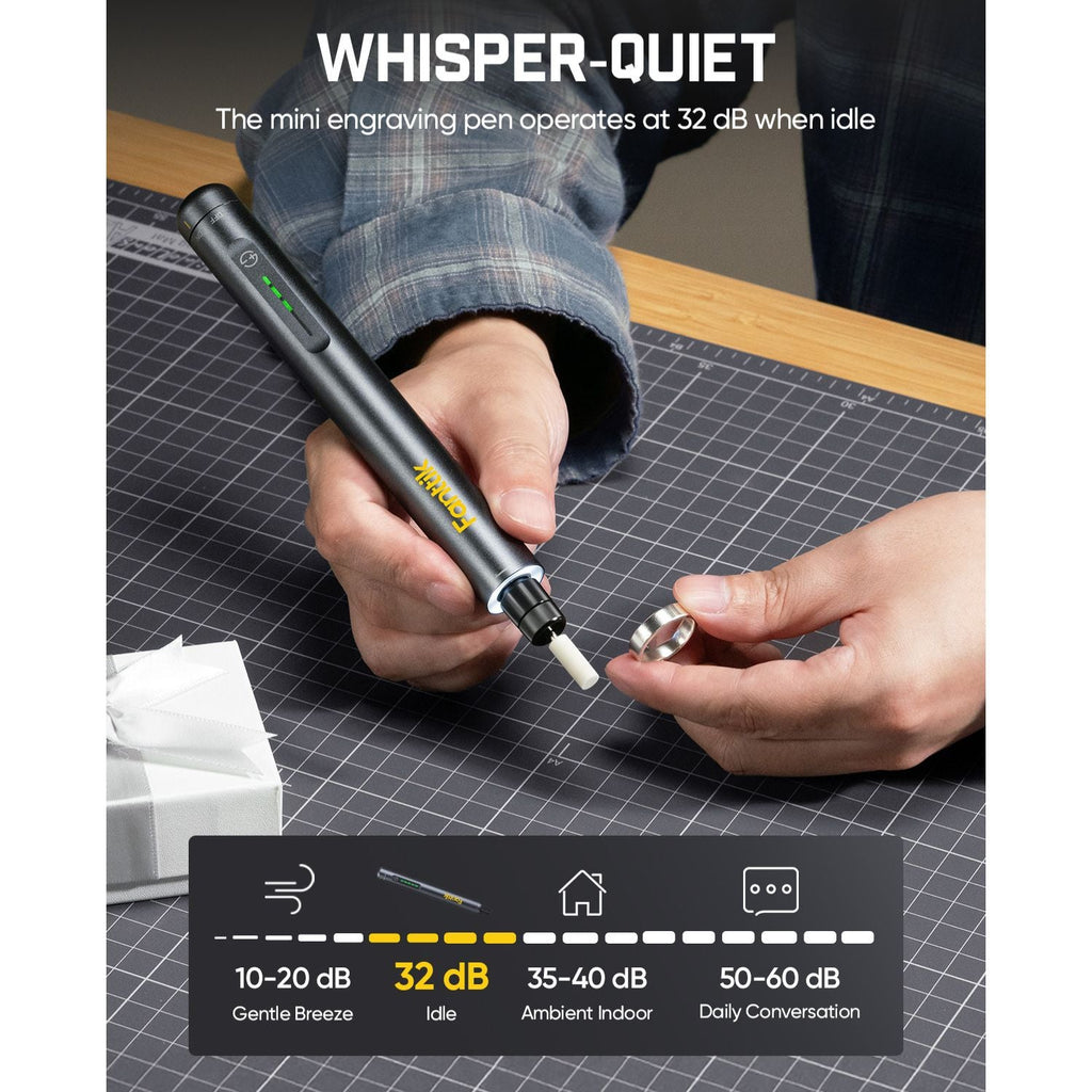 Fanttik cordless rotary tool engraving pen with 32 dB whisper-quiet idle operation