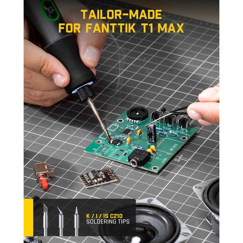 Fanttik T1 Max soldering iron with C210-I, C210-IS and C210-K tips for precision electronics work