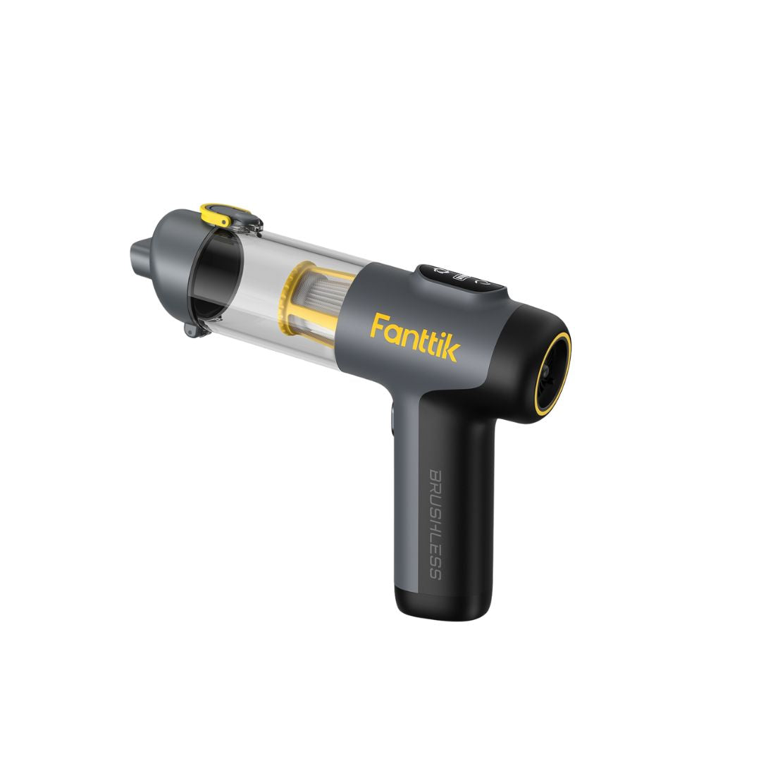 Fanttik Slim V9 Mix car vacuum cleaner with clear dustbin and yellow filter