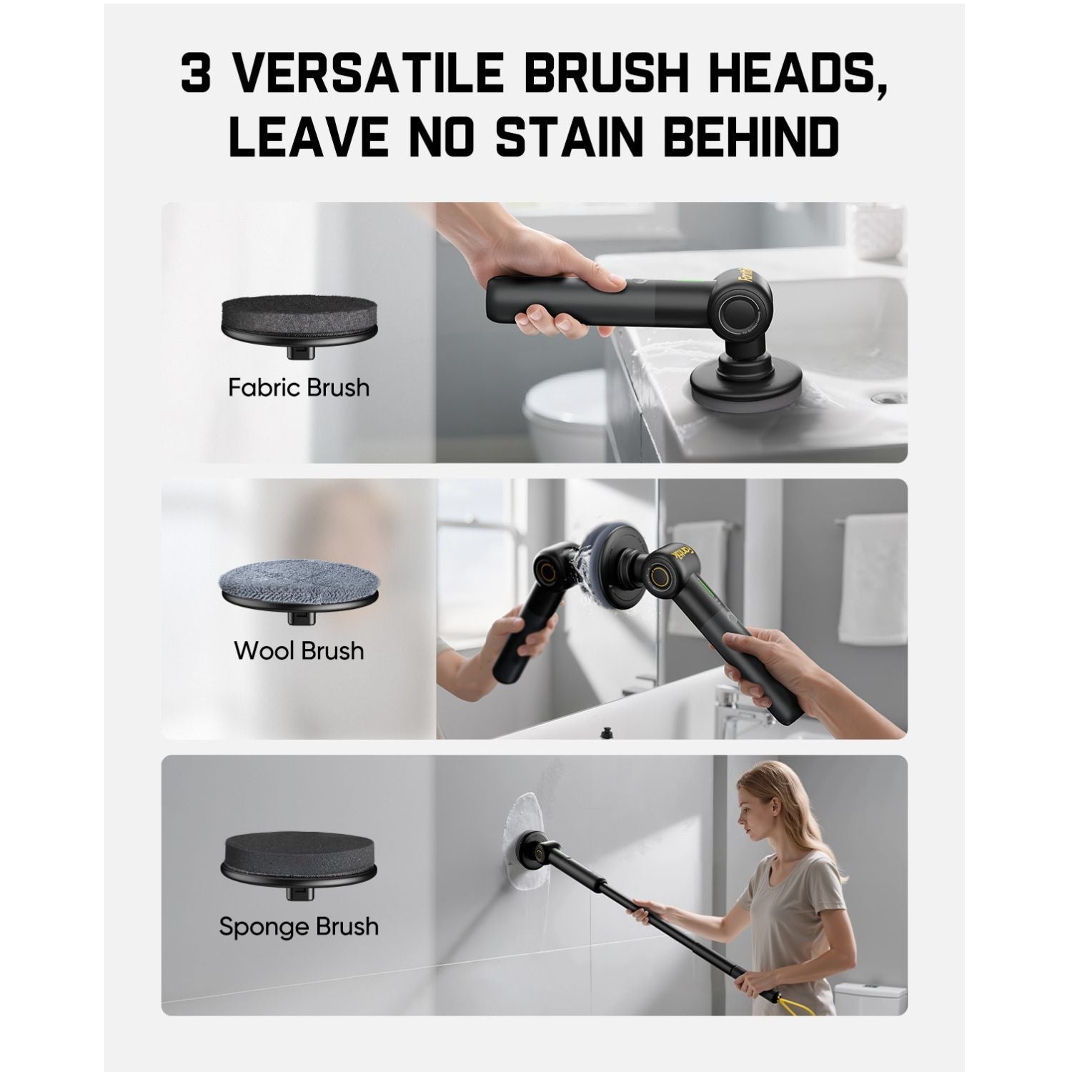 Fanttik G9 Pro spin scrubber brush heads for fabric, wool, and sponge cleaning