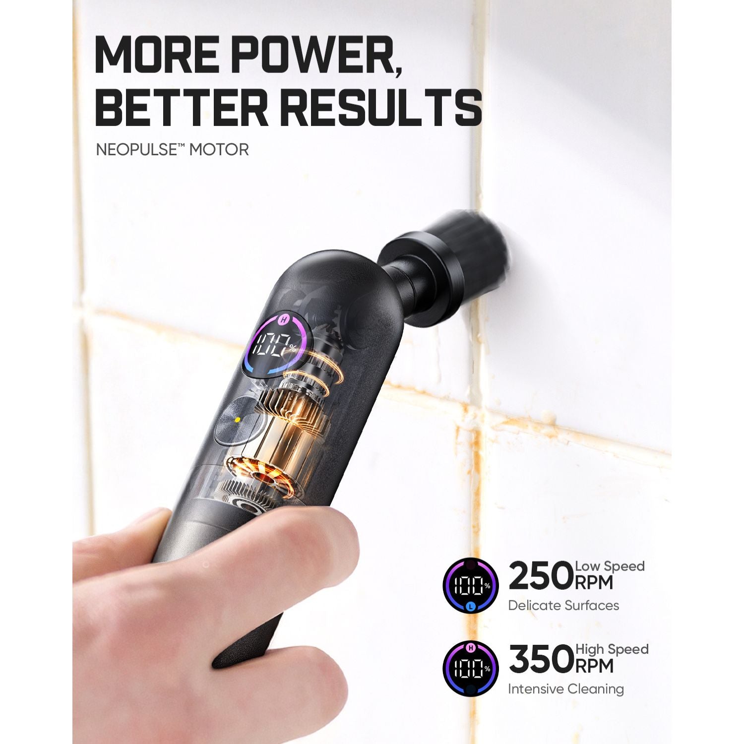 Fanttik Flip G10 Nano electric spin scrubber cleaning tile grout with NEOPULSE motor