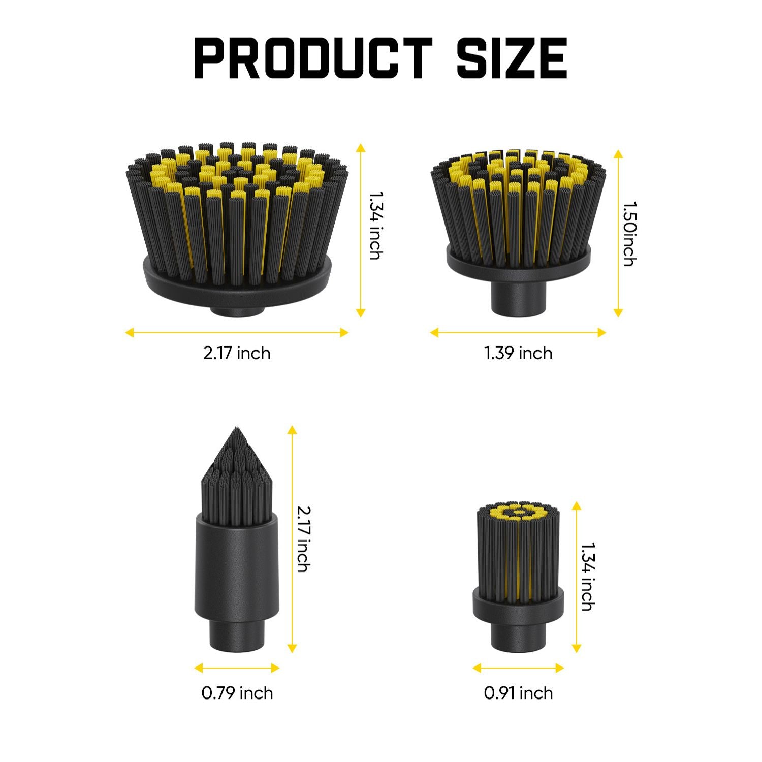 4-in-1 Brush Head Set, designed for deep cleaning in grout, tiles, sinks, crevices, and more—perfect for tackling a variety of tough cleaning tasks