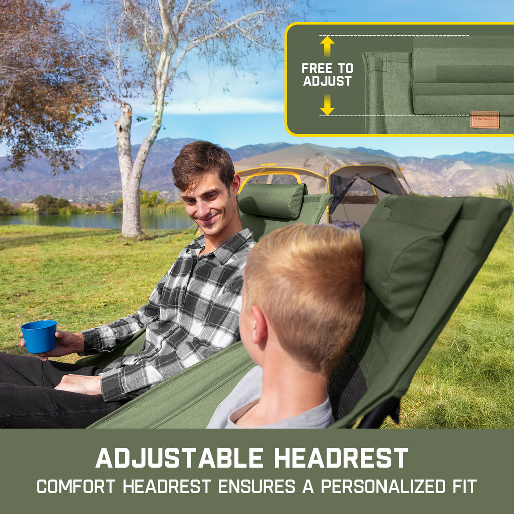 FanttikOutdoor Zeta L8 Max Camping Chair, Portable & Lightweight, Multi-Angle Adjustable, Supports up to 250 lbs, Comfort-Driven Design, High Strength Camping Chair for Travel, Hiking, Fishing, Green