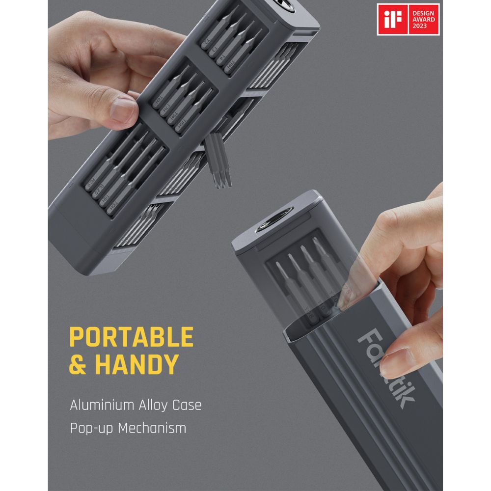 Fanttik S1 Pro and E1 Max electric screwdrivers with magnetic aluminum alloy case and pop-up mechanism.