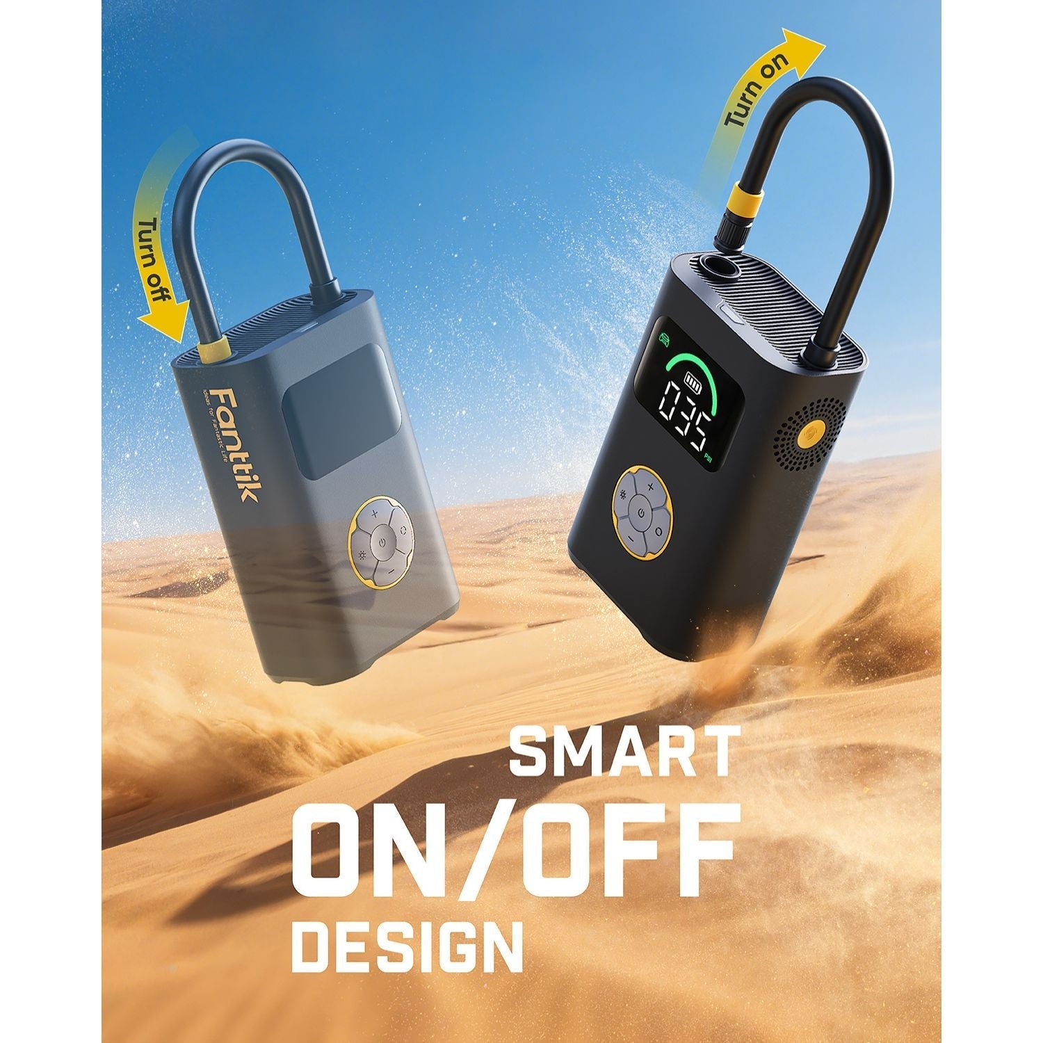 Fanttik X10 Pro Max tire inflator with smart on/off design and digital display