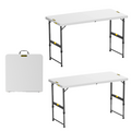 FanttikOutdoor Zeta X4 Pro 4ft folding tables, white, adjustable height, portable design, 2-pack.