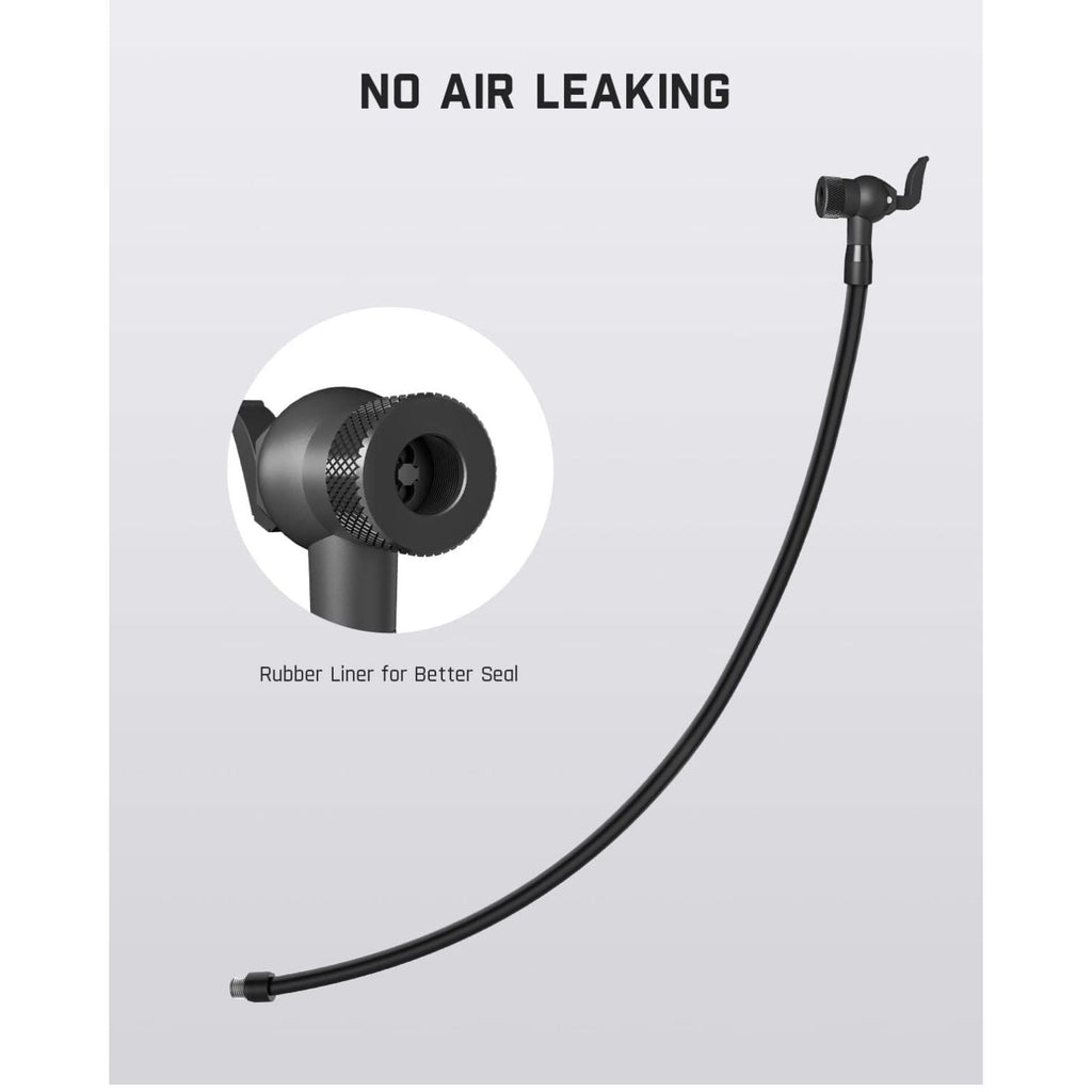 Fanttik Air Pump Extension Hose Adapter with rubber liner for better seal, features 'NO AIR LEAKING' text.