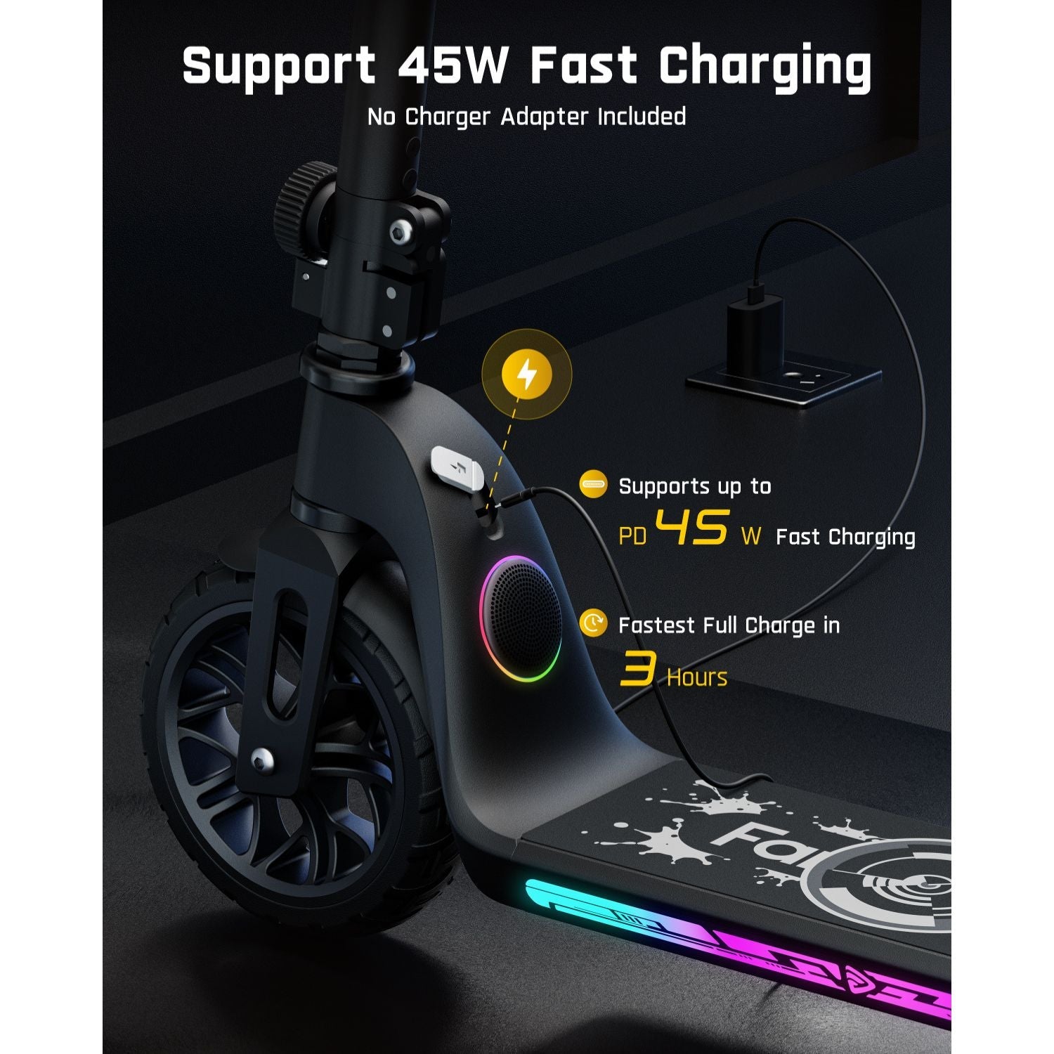 FanttikRide T10 Apex kids' electric scooter with 45W fast charging and 3-hour full charge.