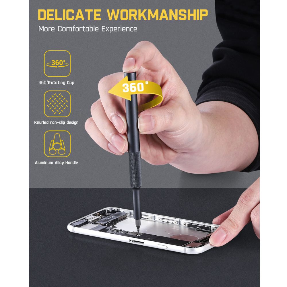 Fanttik X5 MAX precision screwdriver with 360° rotating cap, aluminum alloy handle, repairing smartphone
