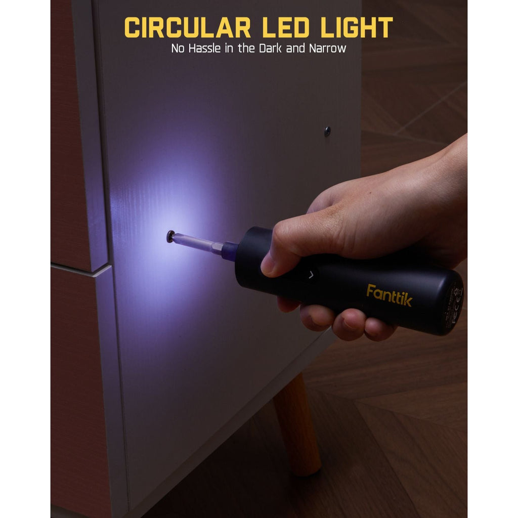 Fanttik S1 Capsule Deluxe cordless screwdriver with circular LED light for dark and narrow spaces