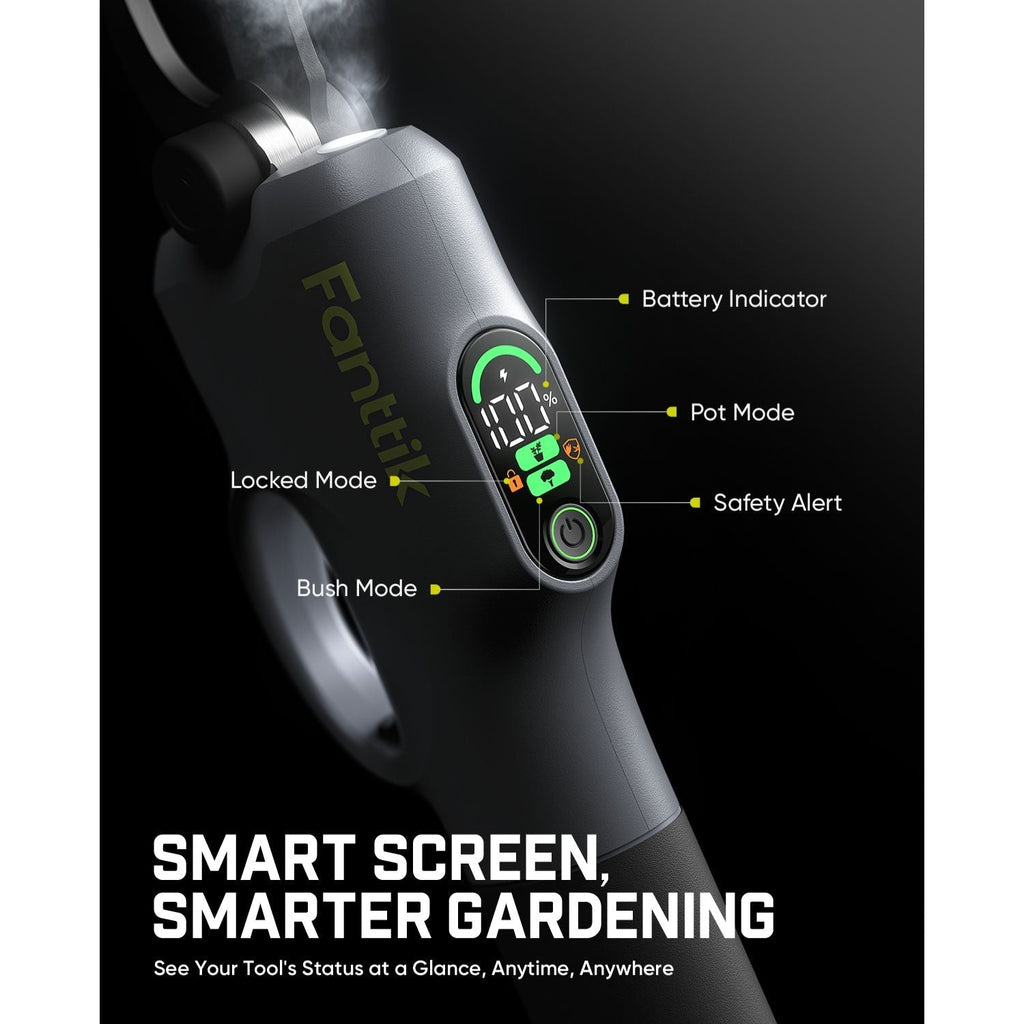 Fanttik Y10 Pro 7.2V Cordless Pruning Shears with Brushless Motor, LED Display, 4-Level Safety System, USB-C Fast Charging, SK5 Steel Blade for Branch Trimming