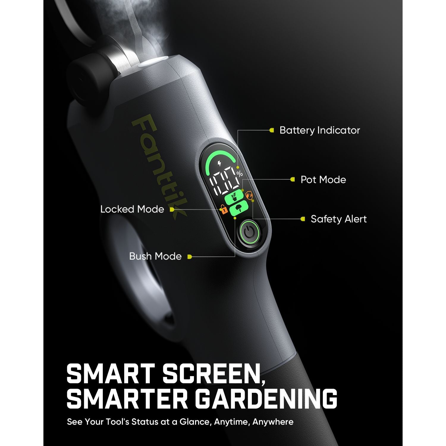 Fanttik Y10 Pro 7.2V Cordless Pruning Shears with Brushless Motor, LED Display, 4-Level Safety System, USB-C Fast Charging, SK5 Steel Blade for Branch Trimming