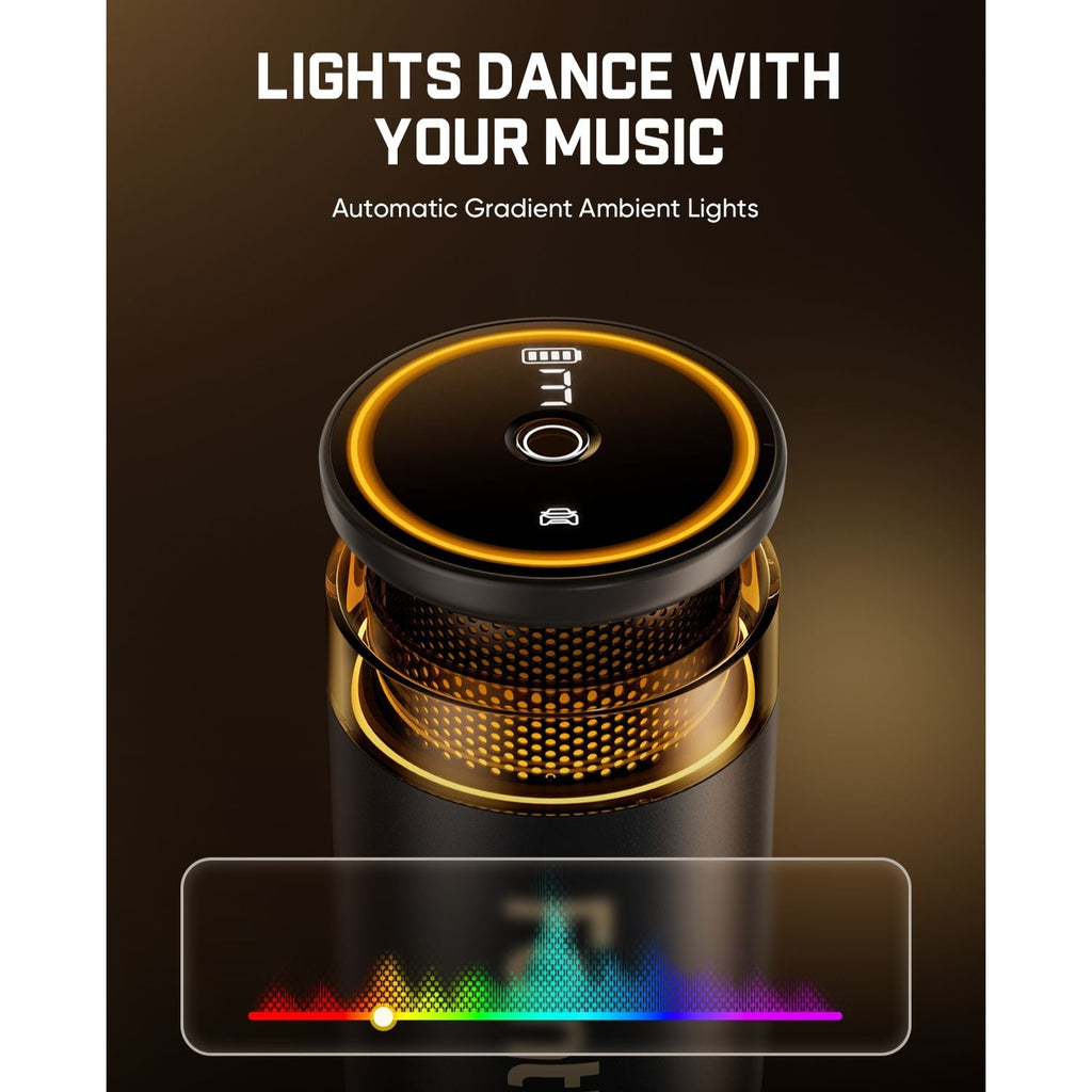 Fanttik N10 Smart Car Air Freshener features a smart ambient light that dances to your music, podcasts, or voice.