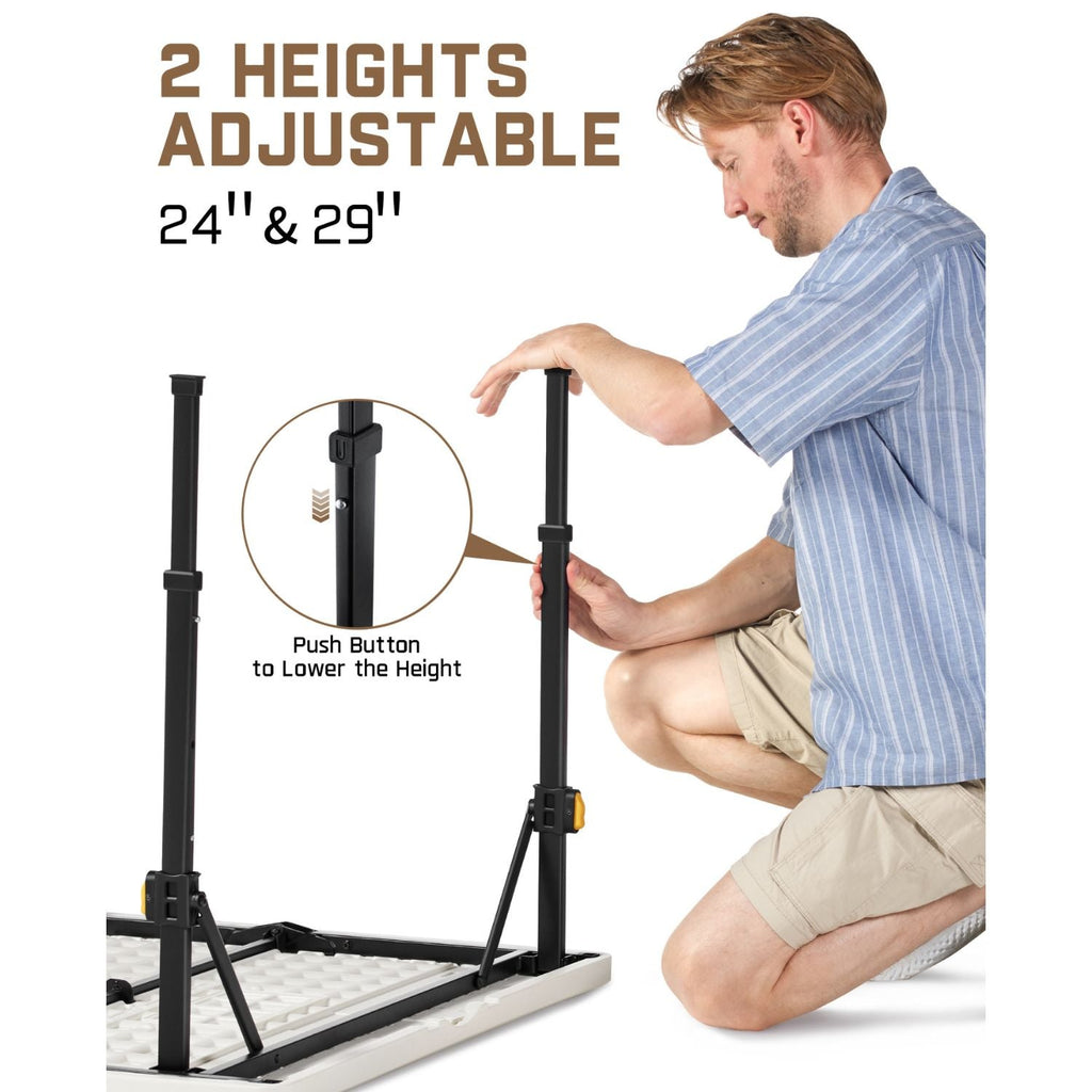 FanttikOutdoor Zeta S4 Pro folding table with adjustable height legs at 24" and 29"