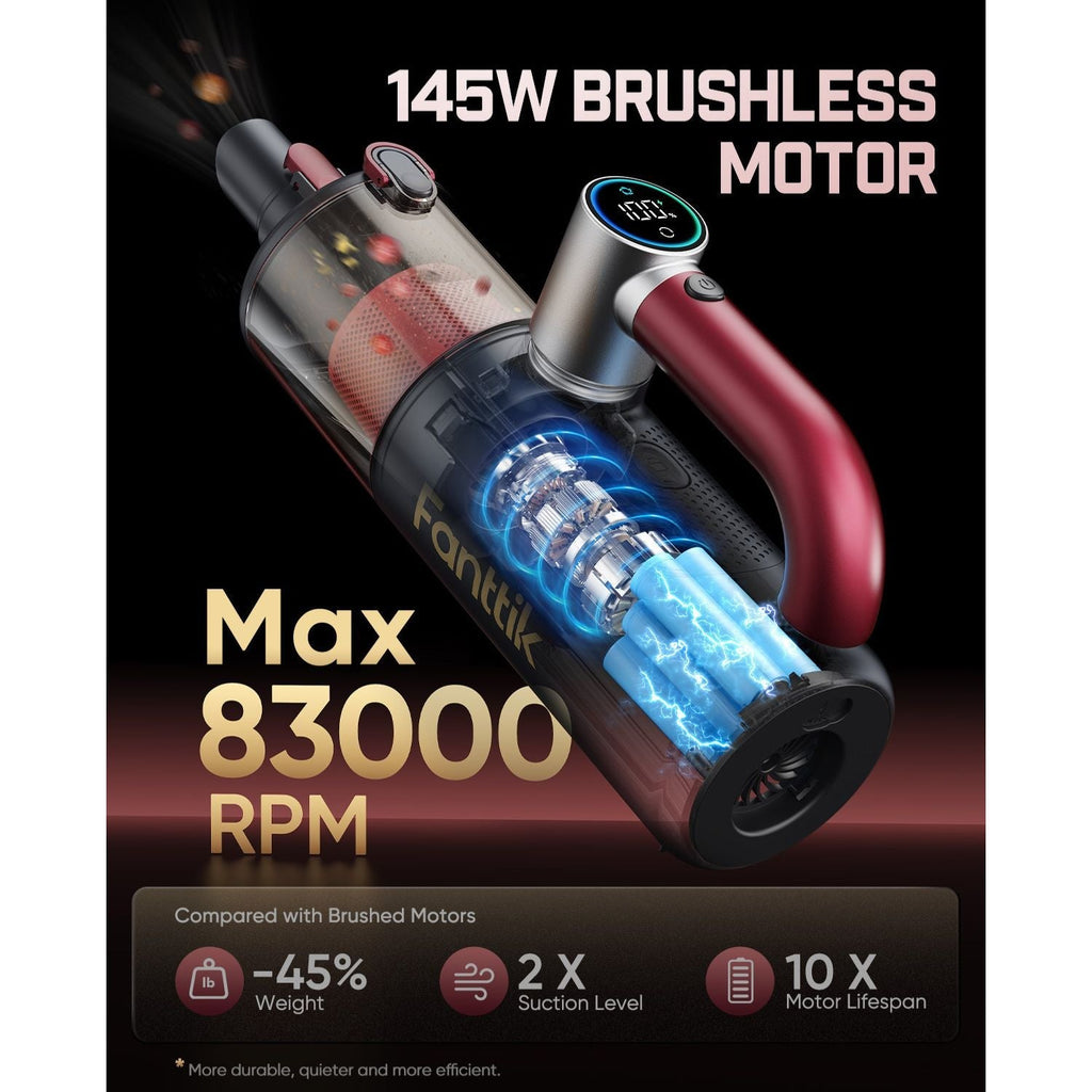 Fanttik Cruise V11 APEX cordless handheld vacuum with 145W brushless motor, max 83000 RPM