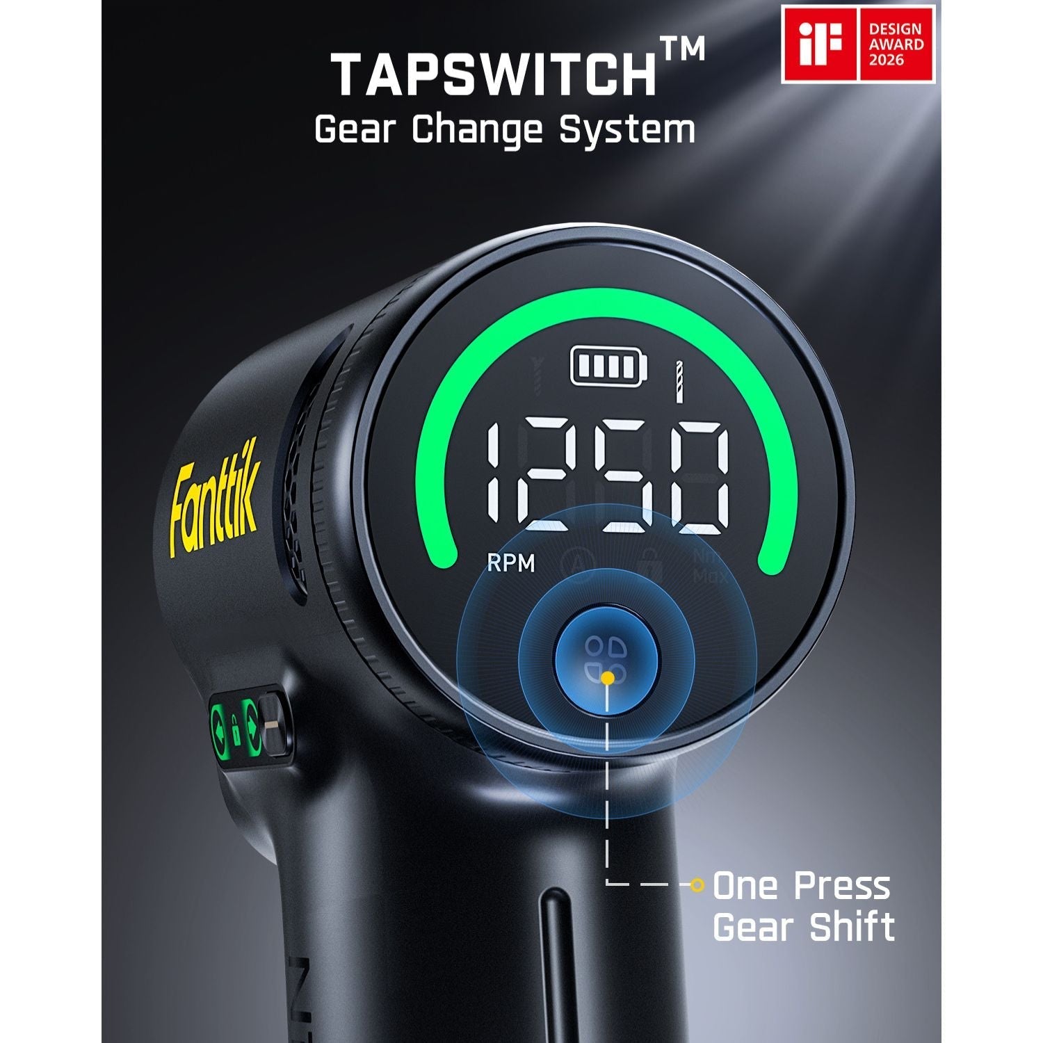 Fanttik K2 Ultra cordless power drill TapSwitch gear change system with digital RPM display