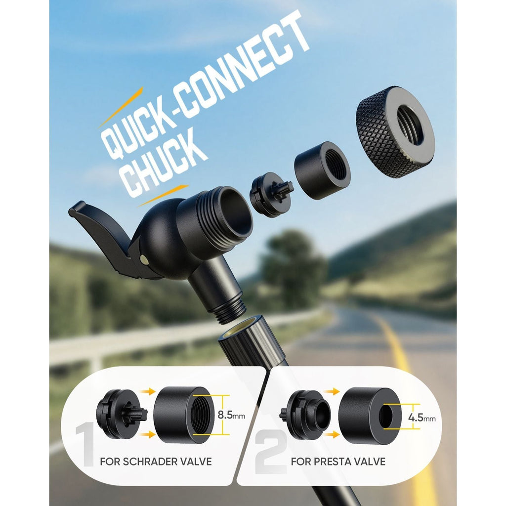 Fanttik X11 Ace bike pump quick-connect valve adapters for Schrader and Presta