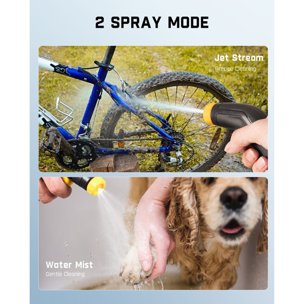 Fanttik NB8 Nano pressure washer: Jet Stream for precise bike cleaning, Water Mist for gentle pet washing.
