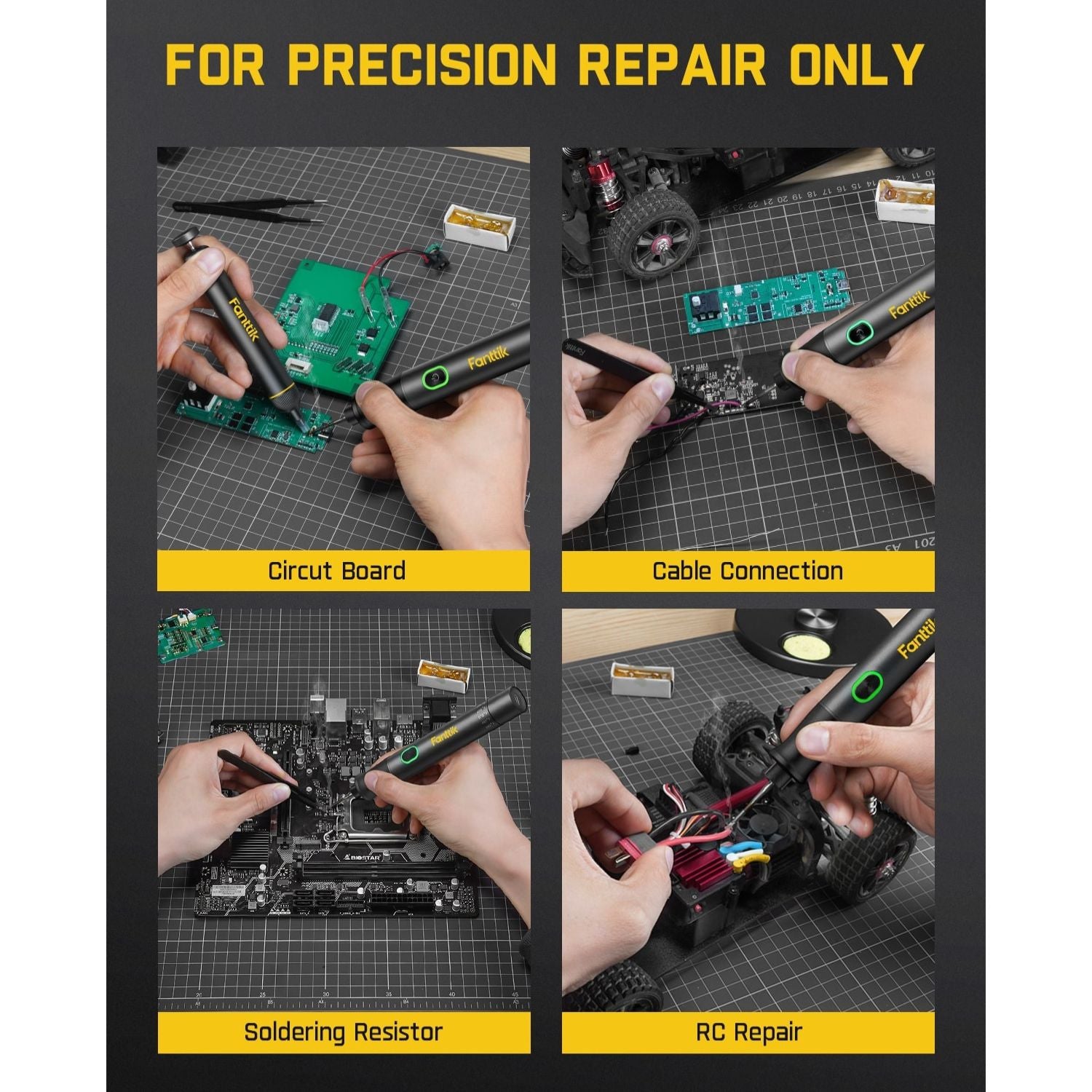 Fanttik T1 Max soldering iron tips for precision repair: circuit board, cable, resistor, RC repair