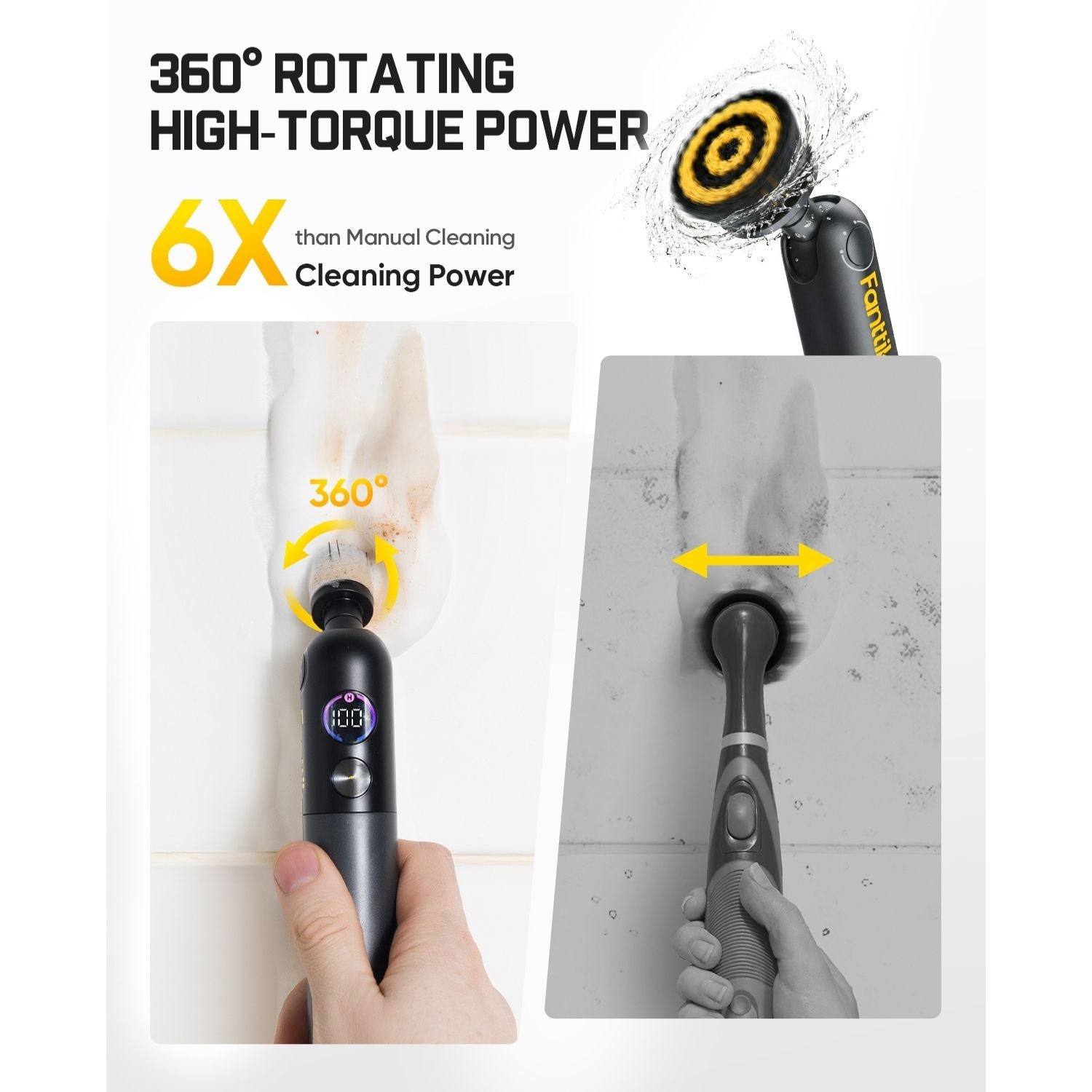 Fanttik Flip G10 Nano electric spin scrubber with 360° rotating brush and 6X cleaning power