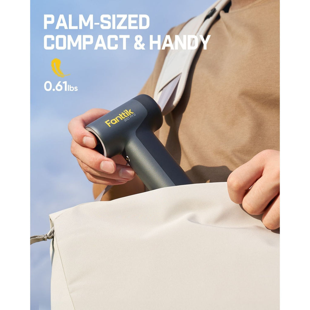 Fanttik B10 Pro electric air duster, palm-sized, compact, and handy. Weighs 0.61lbs.