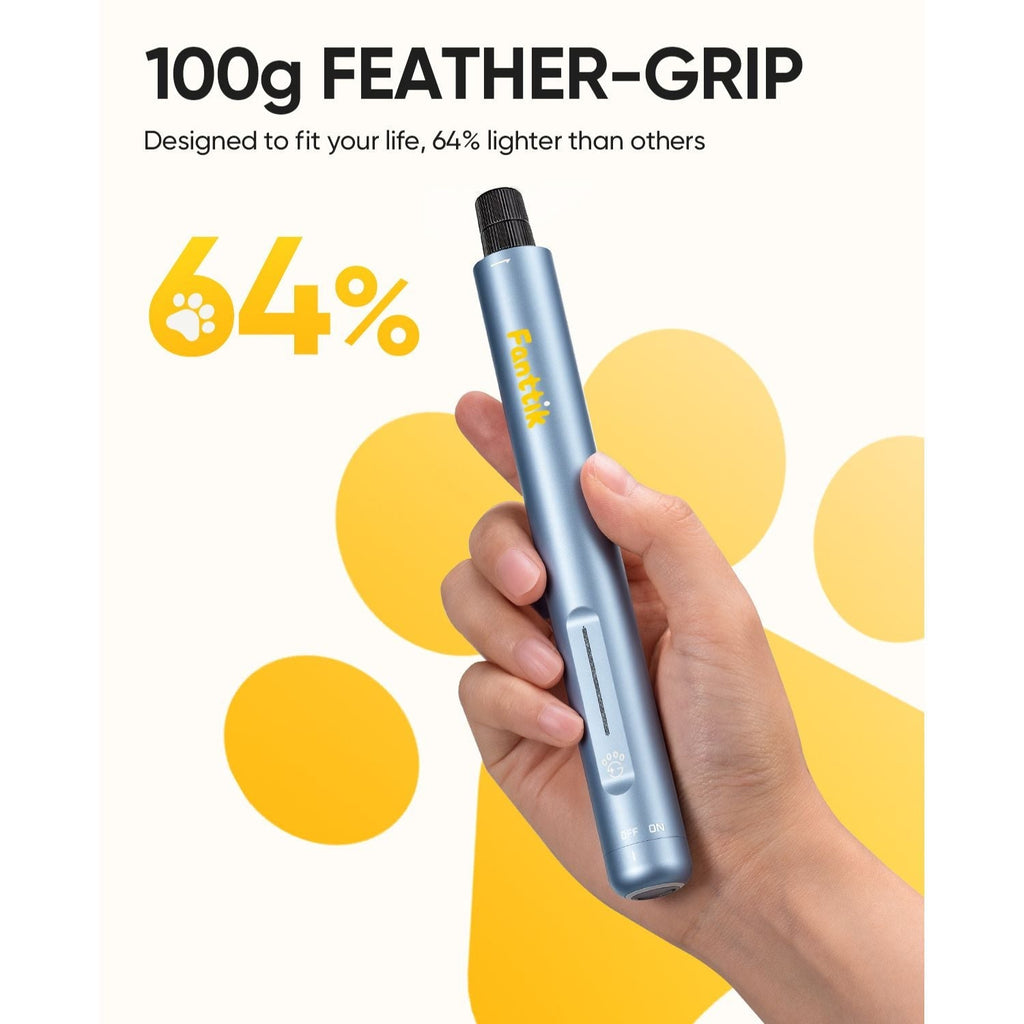 Fanttik F2 Master pet nail grinder, 100g lightweight blue design, held in hand