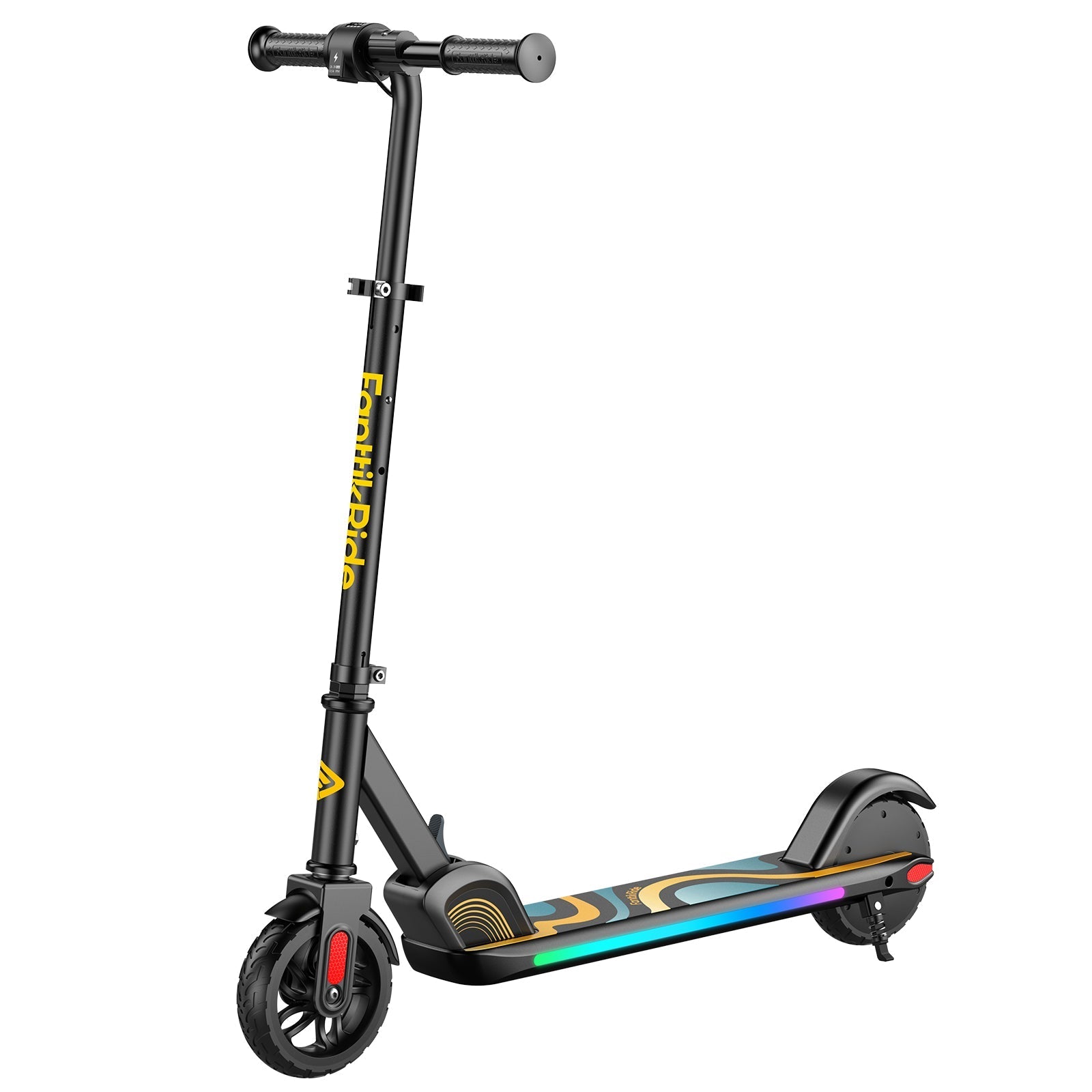 FanttikRide C9 Pro electric scooter for kids with rainbow LED lights on the deck