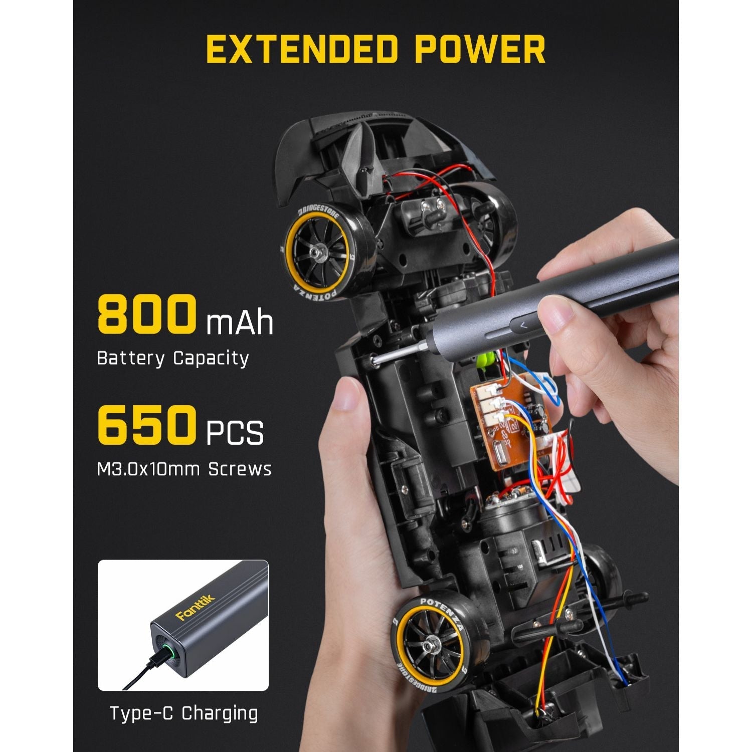 Fanttik E2 Max 3.7V Mini Electric Screwdriver, Electric Screwdriver Cordless, Max 0.4N.m, 50 Magnetic Bits, 5/32'' Hex, Magnetic Storage, Repair Tool for Electronics Phone Camera Laptop Watch