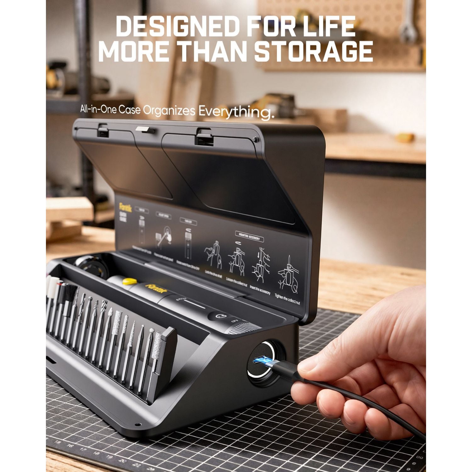 Fanttik F2 Pro Kit cordless rotary tool in all-in-one storage case with accessories