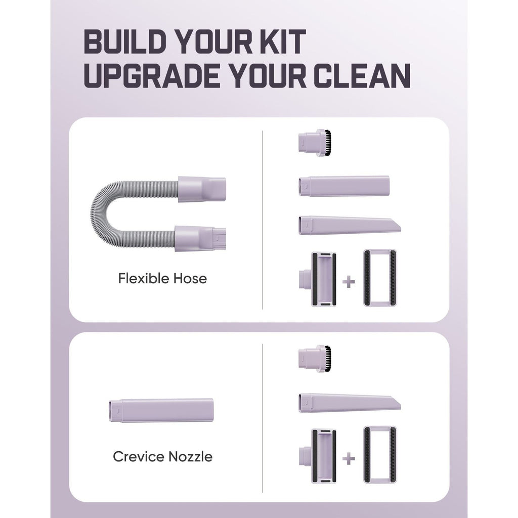 Product kit components with text 'Build Your Kit, Upgrade Your Clean' on a white background.