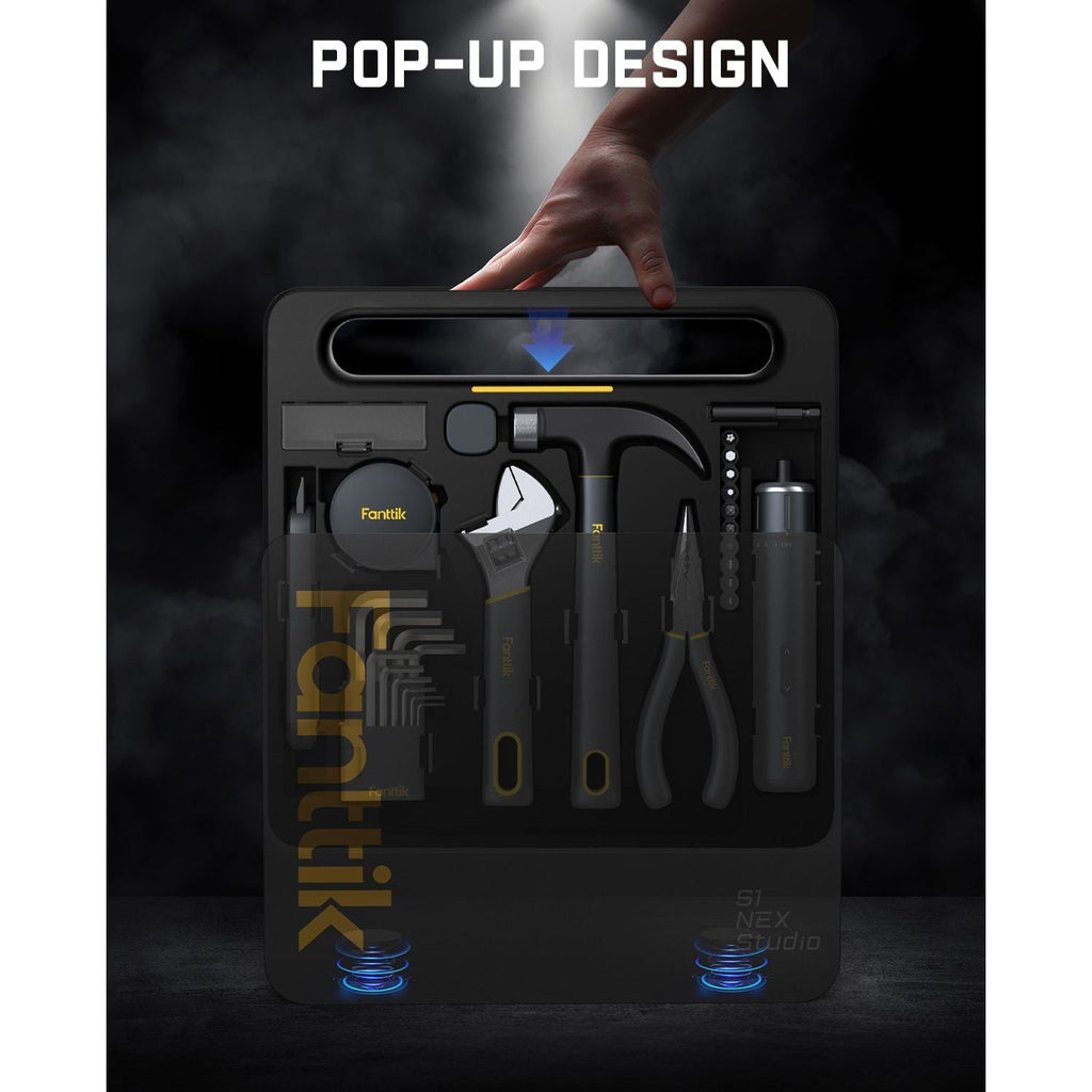 Fanttik S1 NEX Studio electric screwdriver tool kit with pop-up design and assorted tools