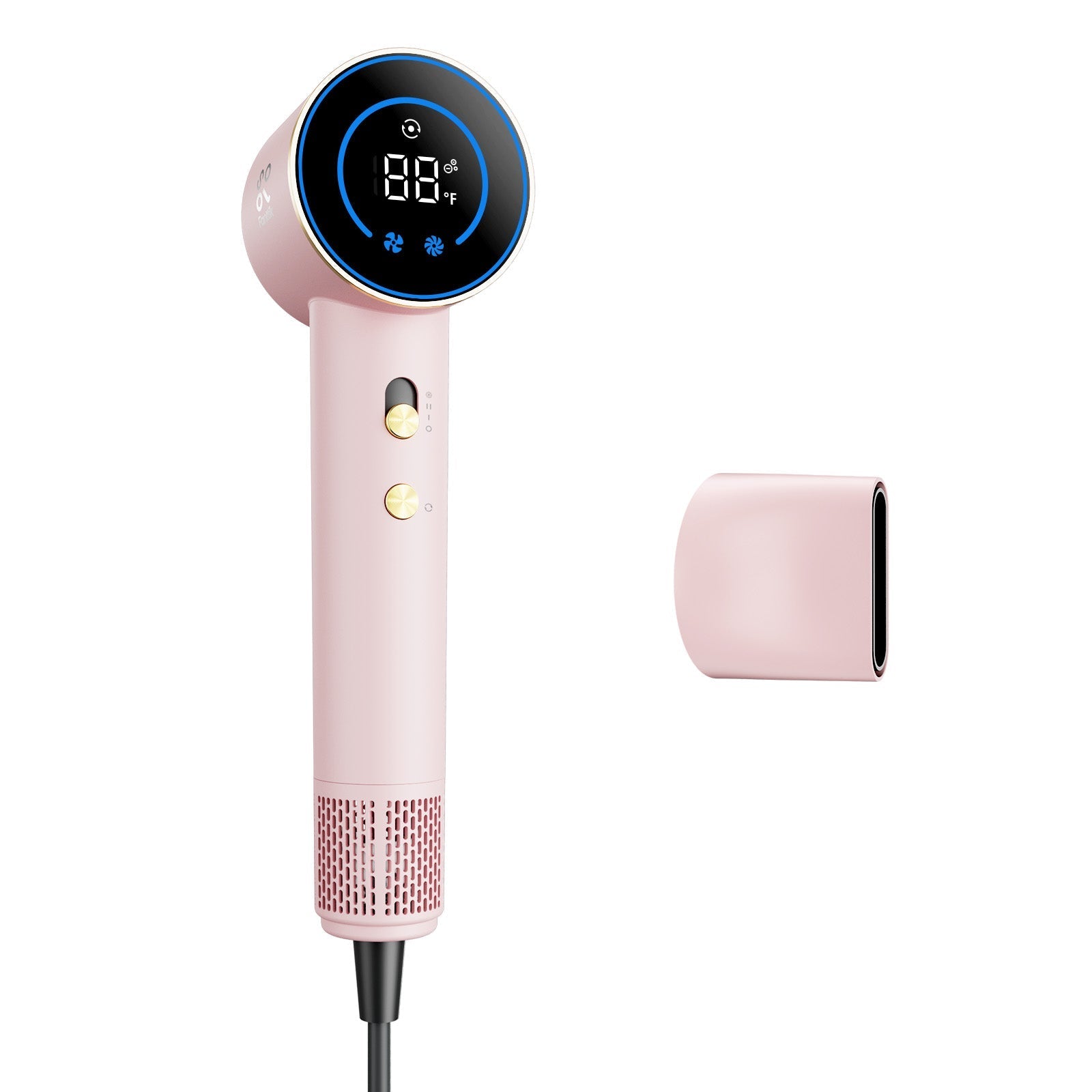 Pink FanttikSolo Aura H10 APEX hair dryer with digital display and detachable nozzle