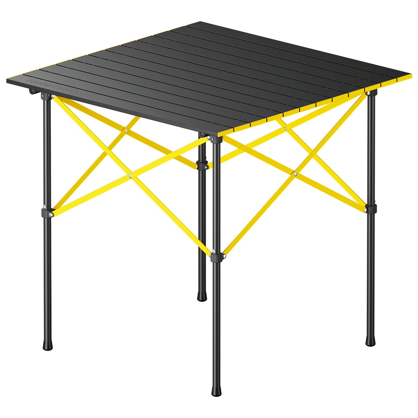 FanttikOutdoor Zeta V11 Pro camping table with black slatted top and yellow X-frame